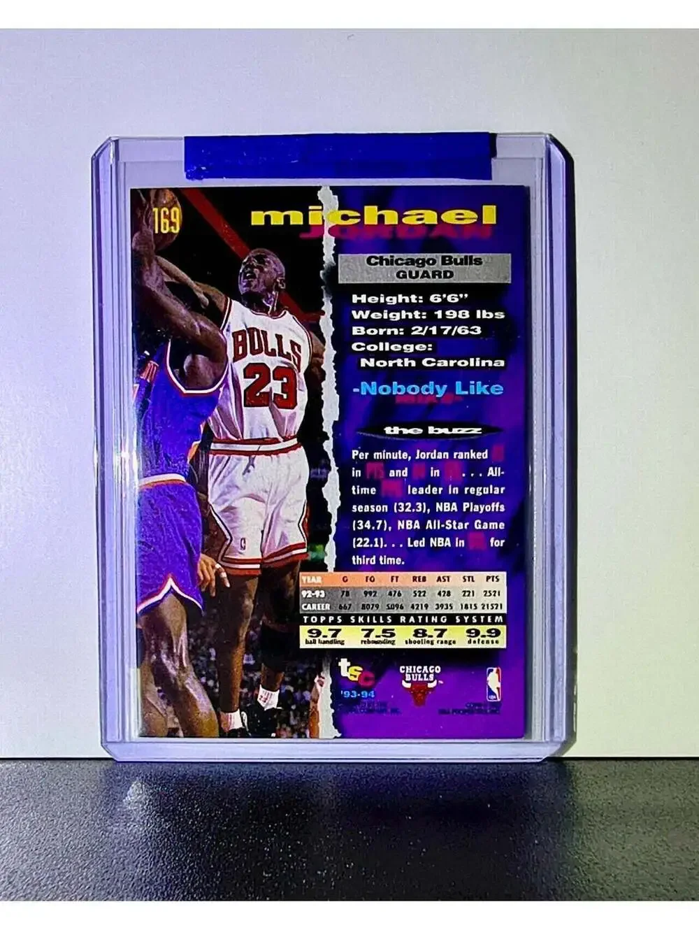 Michael Jordan 1993-94 Topps Stadium Club #169 Basketball Card Chicago Bulls